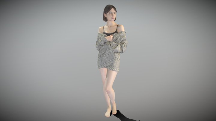 Sexy woman in a gray jacket 213 3D Model