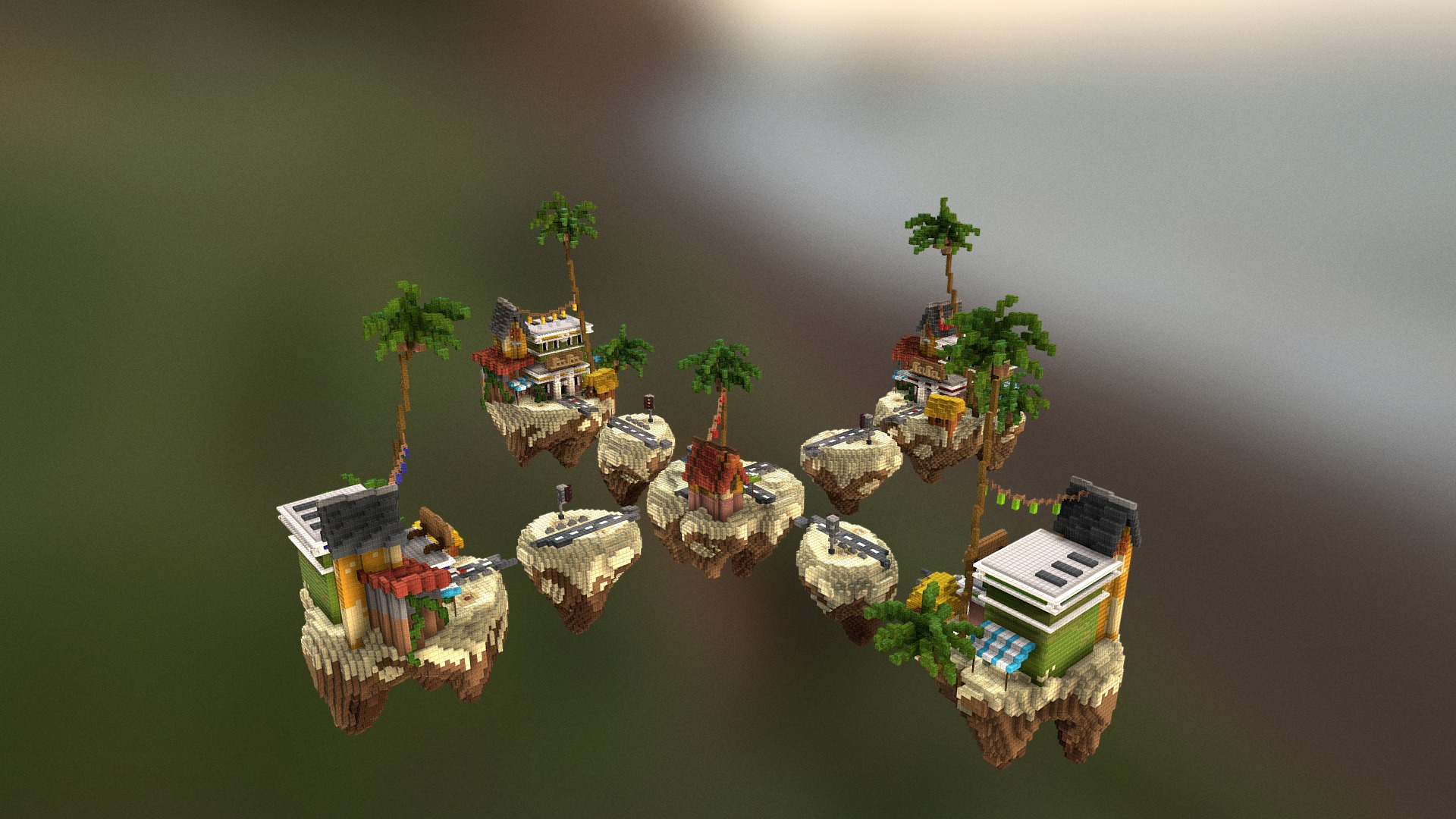 3D model Repose4x4bedwars - This is a 3D model of the Repose4x4bedwars. The 3D model is about a group of toy buildings in the water.