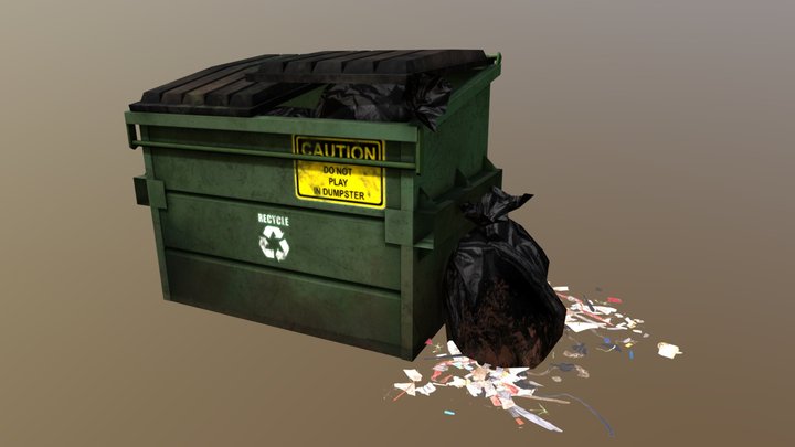 Low-poly Dumpster 3D Model