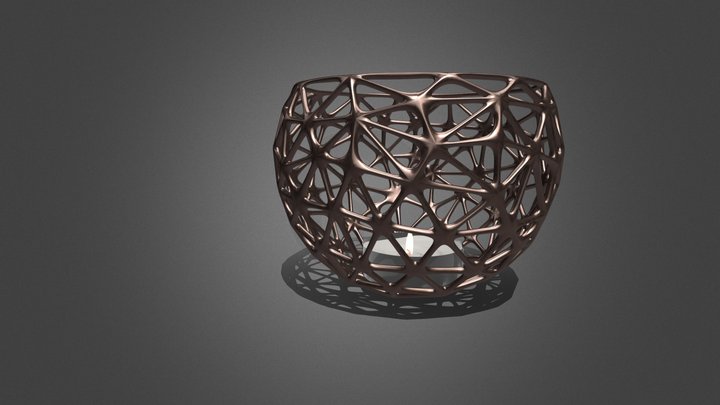 organic mesh bowl and tealight 3D Model