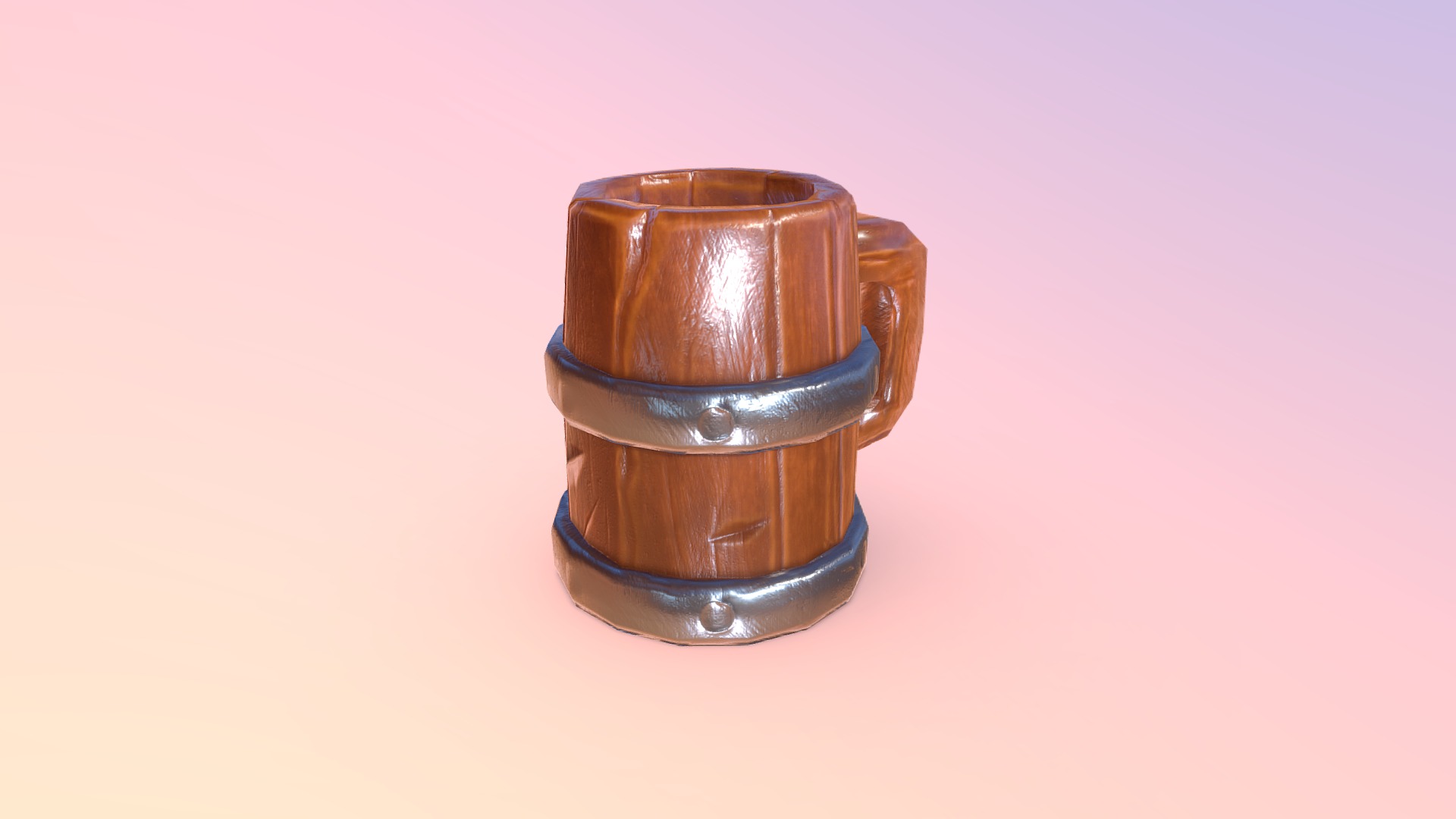 3D model Wooden Beer Mug - This is a 3D model of the Wooden Beer Mug. The 3D model is about a brown and gold vase.