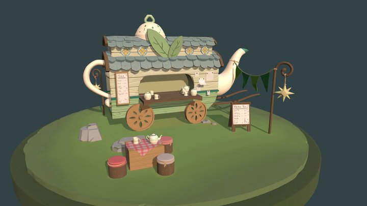 The Traveling Wagon - Tea Wagon 3D Model