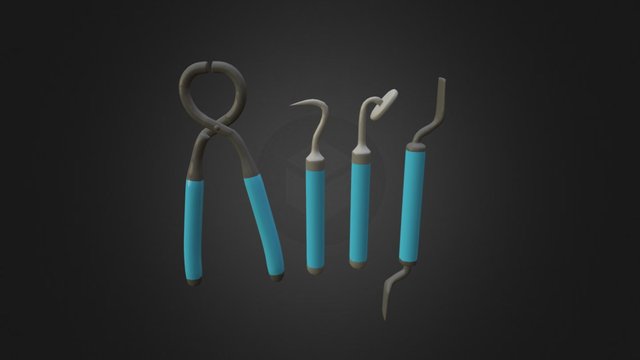 Cartoon dentist intruments 3D Model