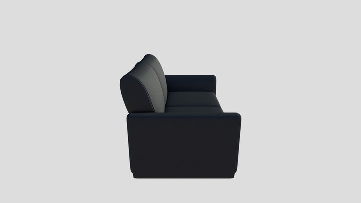 Black Leather Couch 2 3D Model