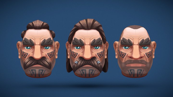 Dwarf Heads Handpainted | Stylized 3D Model