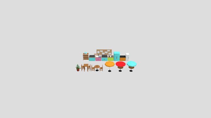 Restaurant Lowpoly Pack 3D Model