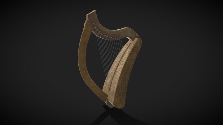 Medieval Harp 3D Model