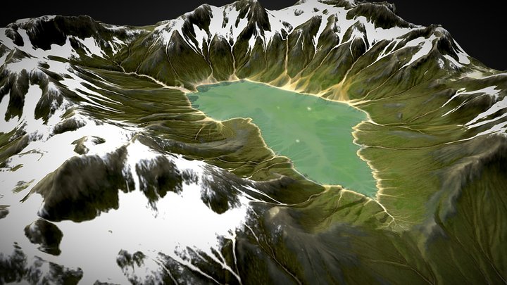 Swampy Mountain Lake 3D Model