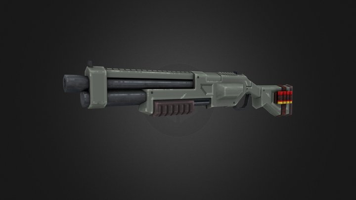 Low Poly Shotgun 3D Model