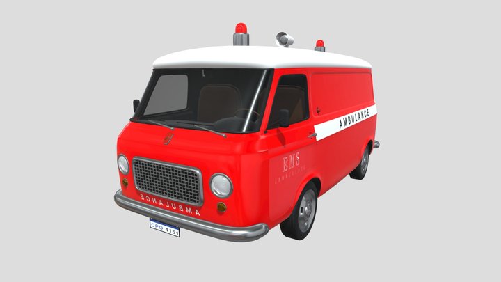 Vintage Ambulance Van 3D Model