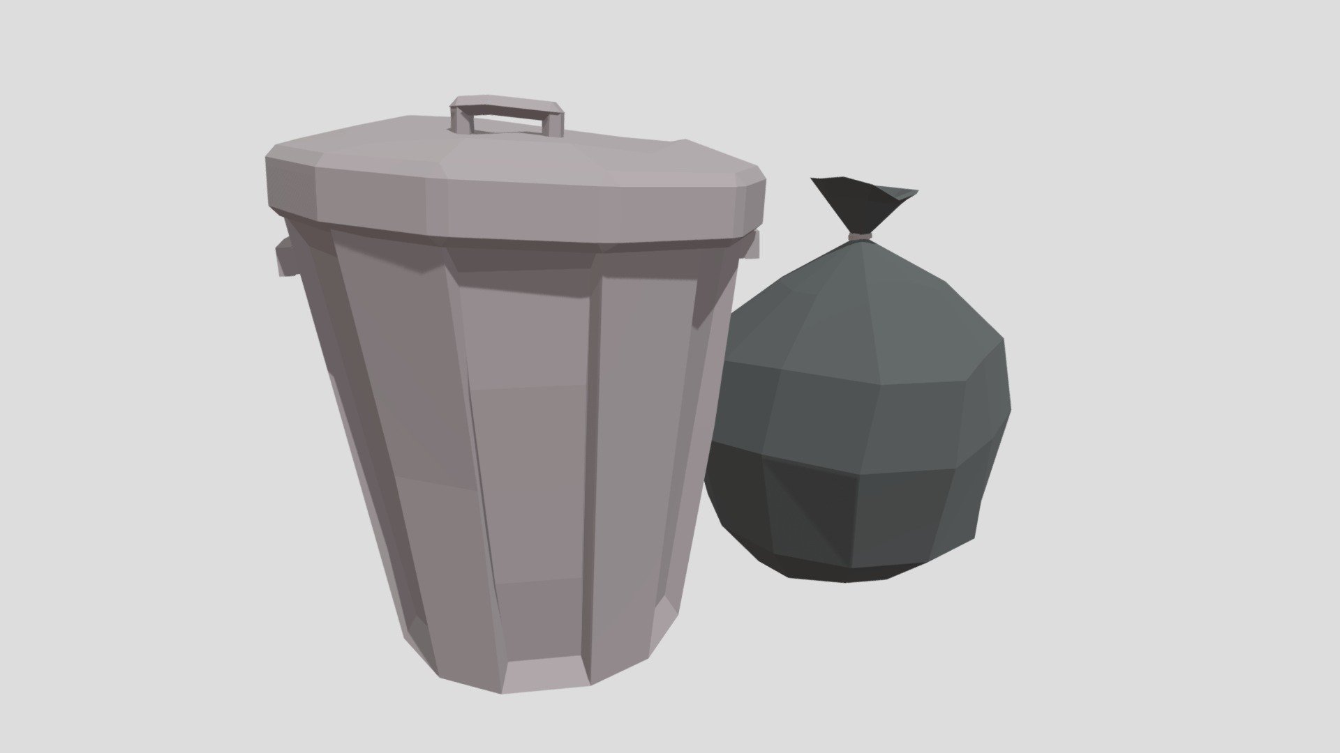 Trash Can and Garbage Bag low poly - Download Free 3D model by