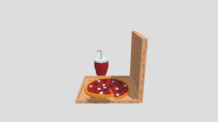 Pizza In Carton 3D Model