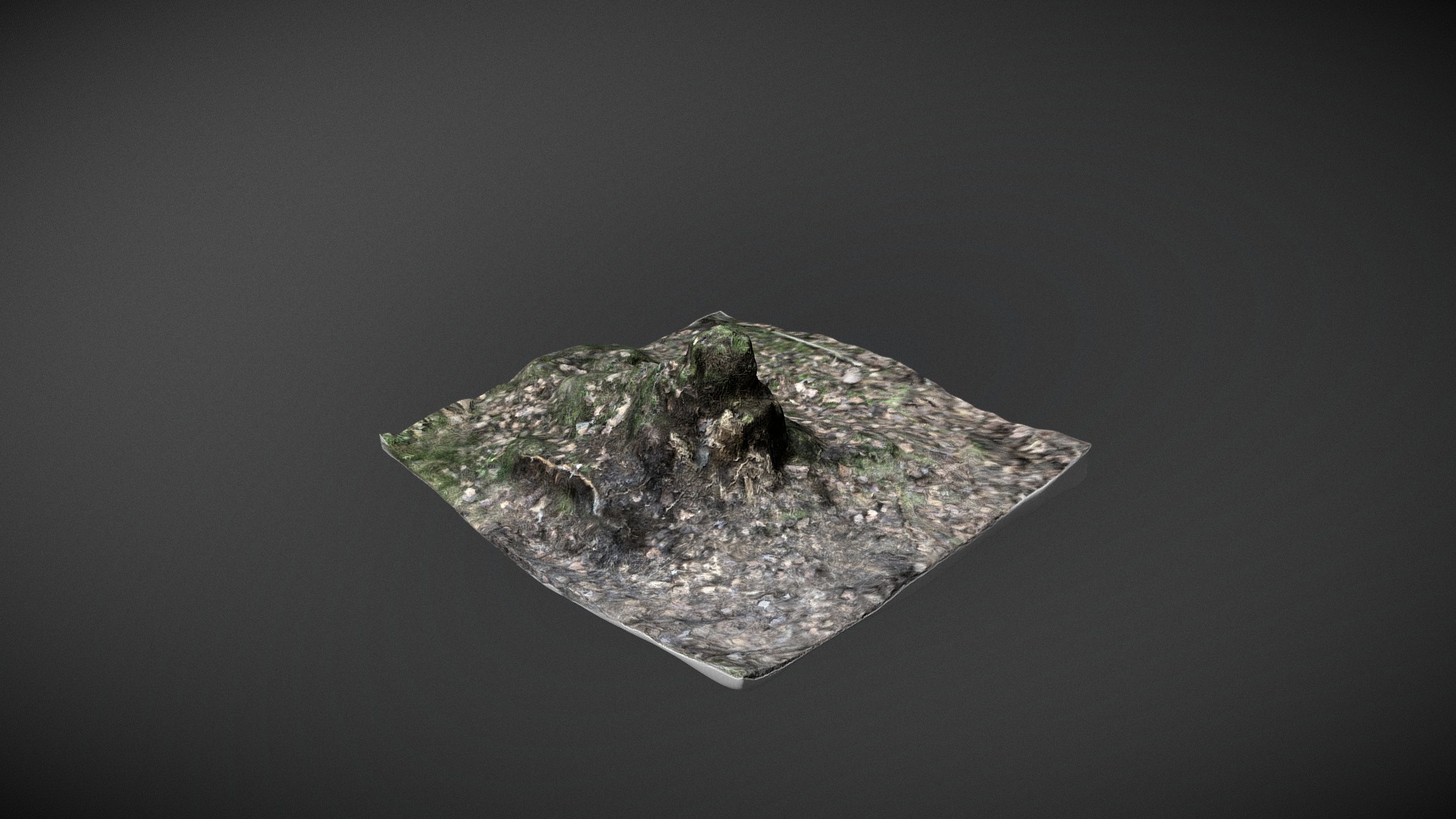 3D model Stump 001, Scanned - This is a 3D model of the Stump 001, Scanned. The 3D model is about a rock with a green substance.