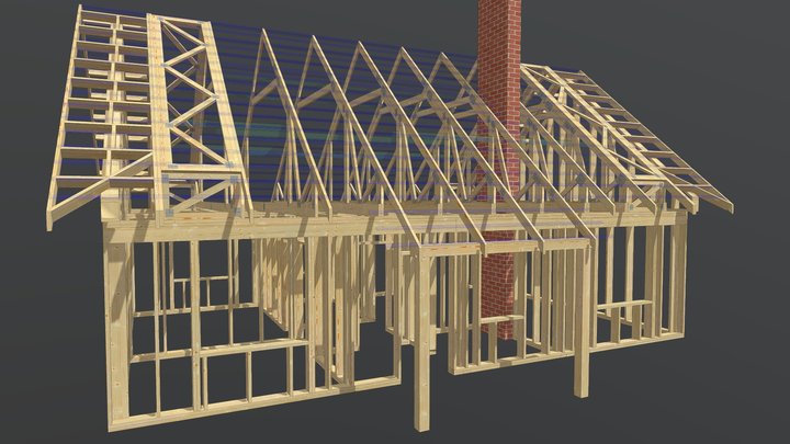 Projekt konstrukcyjny - szkielet drewniany 3D Model