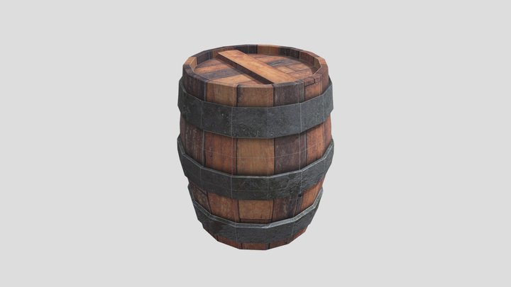 Wooden Barrel 3D Model