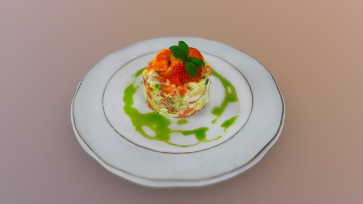 Olivier salad Салат оливье 3D Model