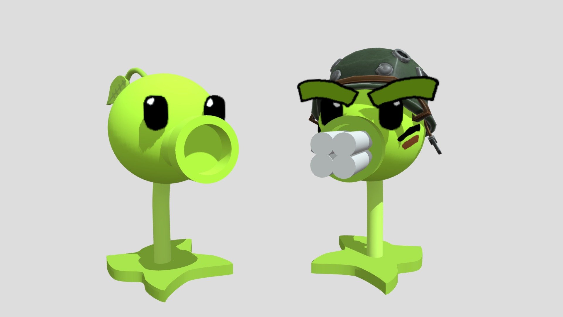 Peashooter And Gatling Pea Pvz And Pvr Download Free 3d Model By Danny Stickmin