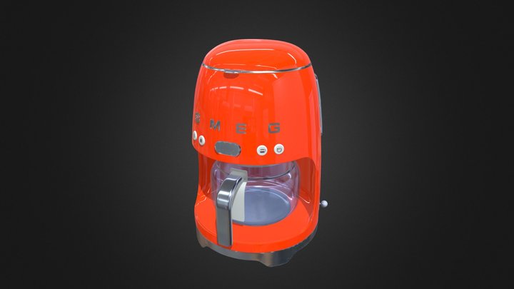 Smeg Red Retro Drip Filter Coffee Machine 3D Model