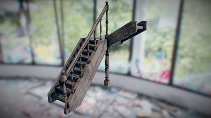 Old House Stairs 3D Model