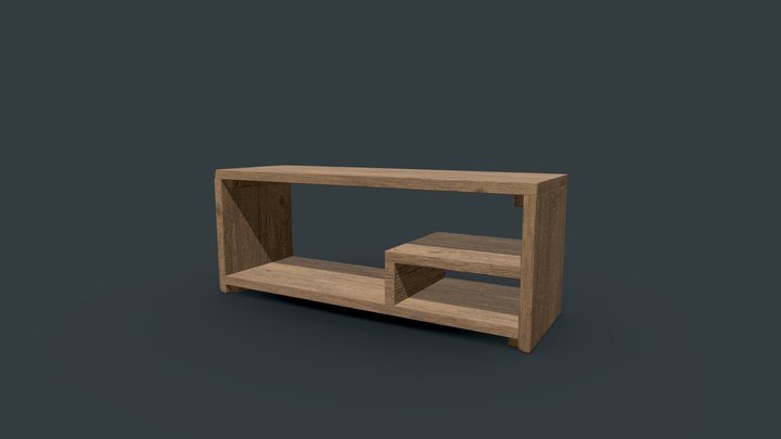 Reclaimed low wooden TV cabinet 3D Model