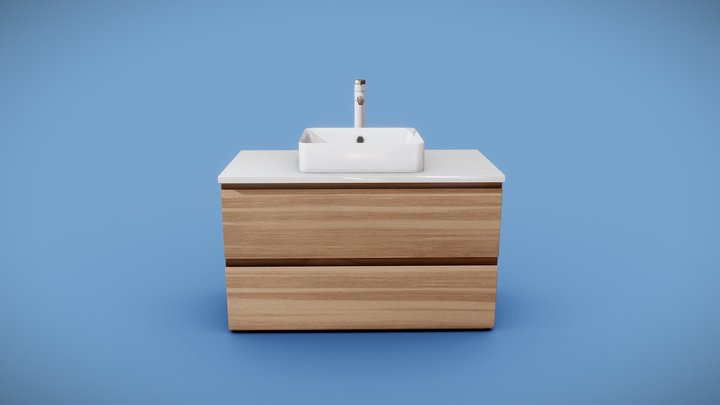 Timber Bathroom Vanity 3D Model