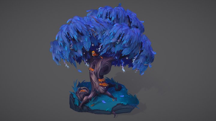 CGMA: 2.5D Plants | Handpainted Willow Tree 3D Model