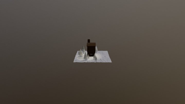 Snowy Cabin Scene 3D Model
