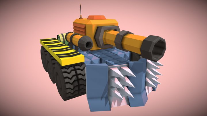 Lowpoly modular tank 3D Model