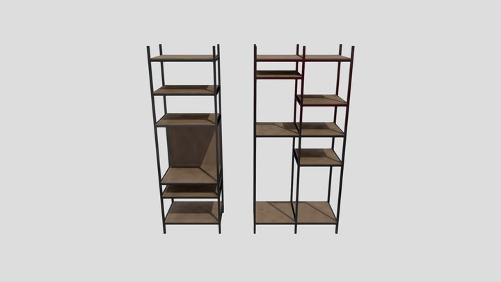 Metal & wood shelves 3D Model