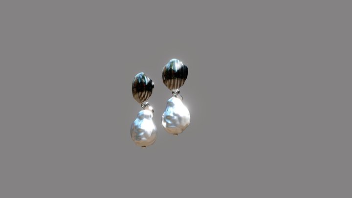 Baroque pearl Earrings 3D Model