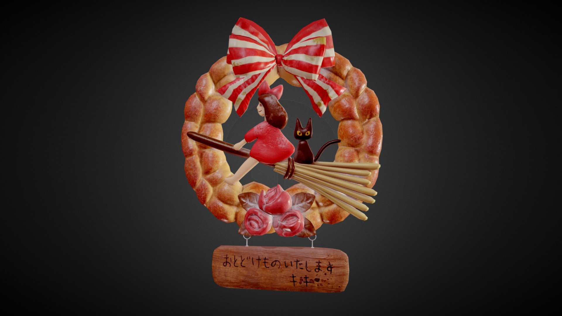 Kiki's Delivery Service Bread Wreath 3D model by joshyonganimate