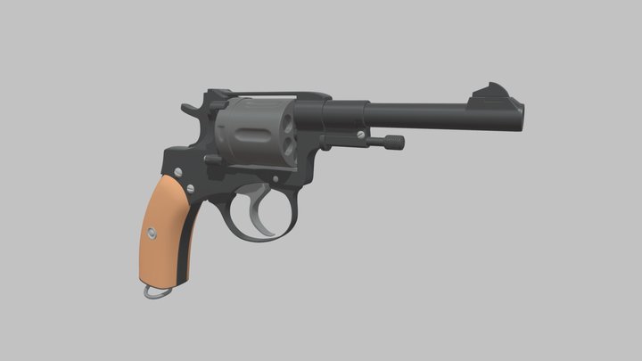 Nagant M1895 Revolver Highpoly 3D Model
