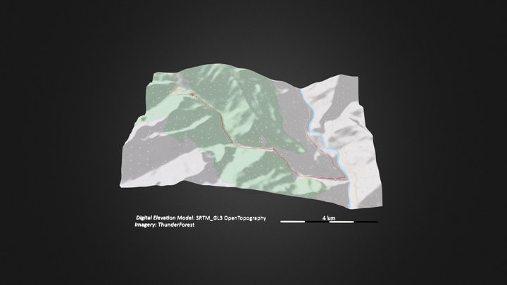 雨崩（尼农峡谷）_等高地图 – Gratis 3D-model STL