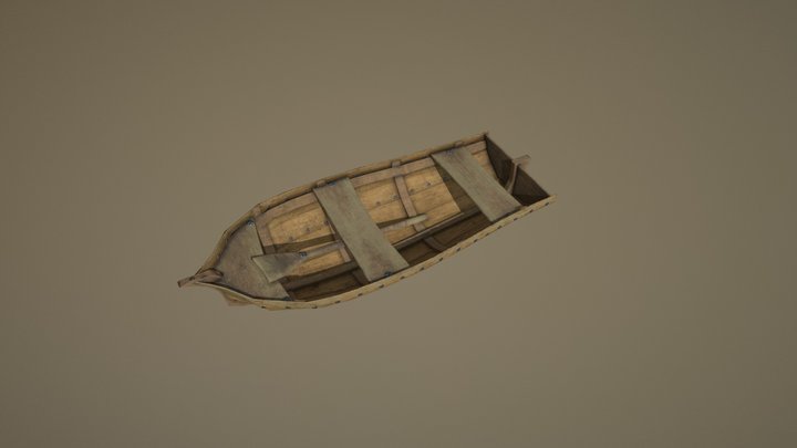 Wooden River Boat 3D Model
