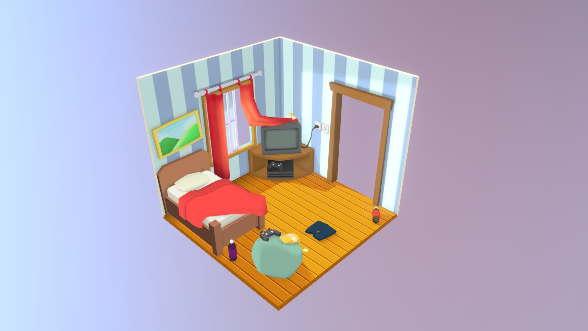 Bedroom 3d Model By Trinixyo [63f2c3a] Sketchfab