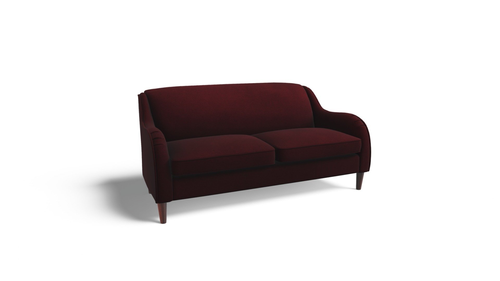 Helena 3 Seater Sofa, Plush Burgundy Velvet — Sketchfab embed 3D viewer