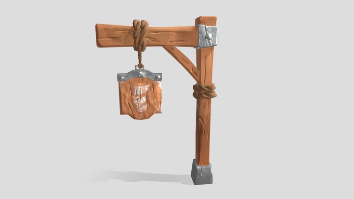 Stylized Low Poly Tavern Sign 3D Model