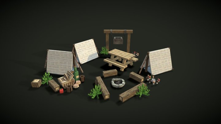 Camping Pack Showcase Minecraft 3D Model