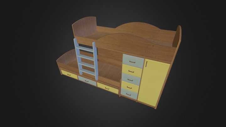 מיטת קומותיים דגם 253 A דוגמא3 נגרר 263-1 3D Model