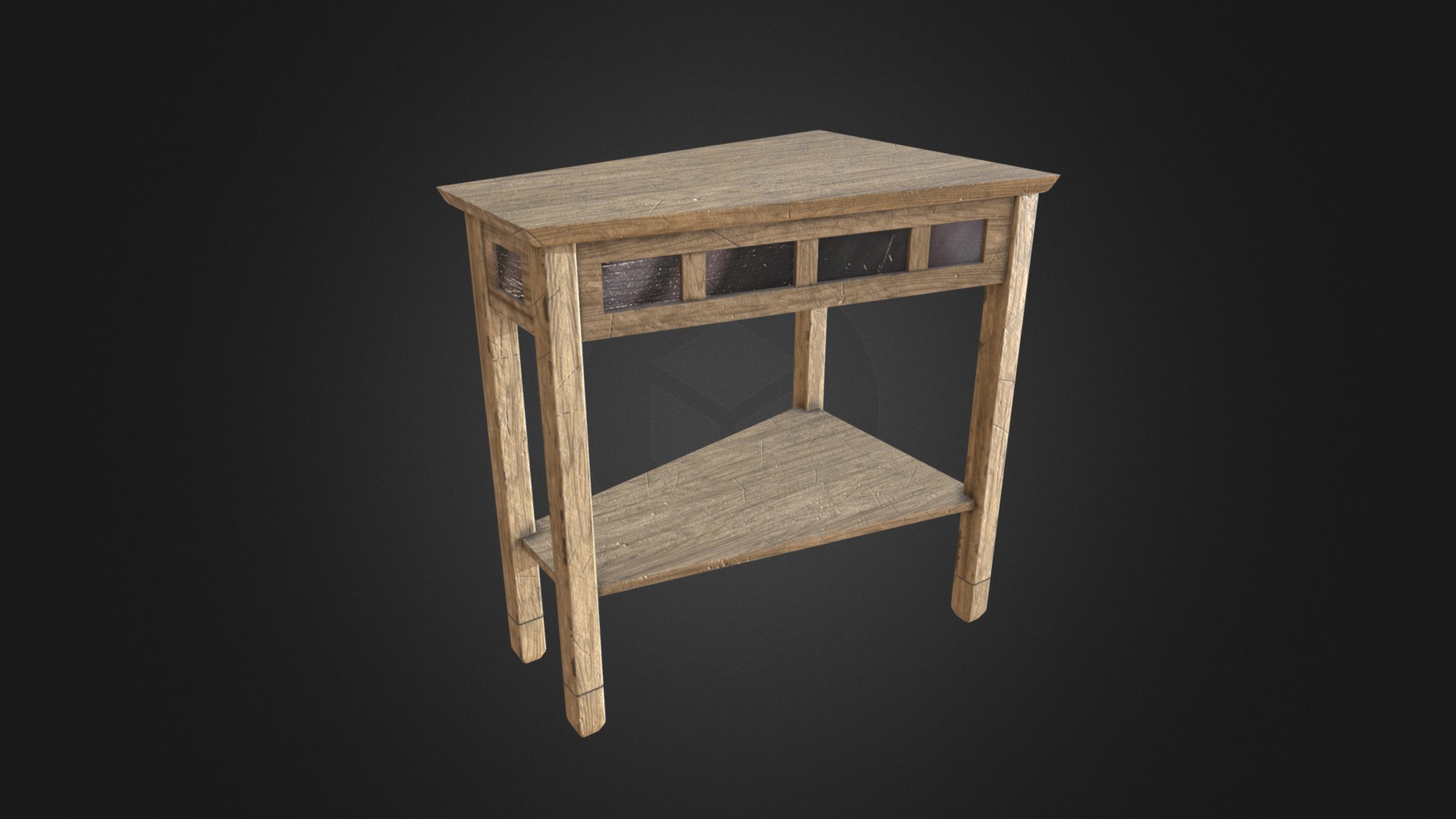 3D model PBR Wooden Table - This is a 3D model of the PBR Wooden Table. The 3D model is about a wooden box with a window.