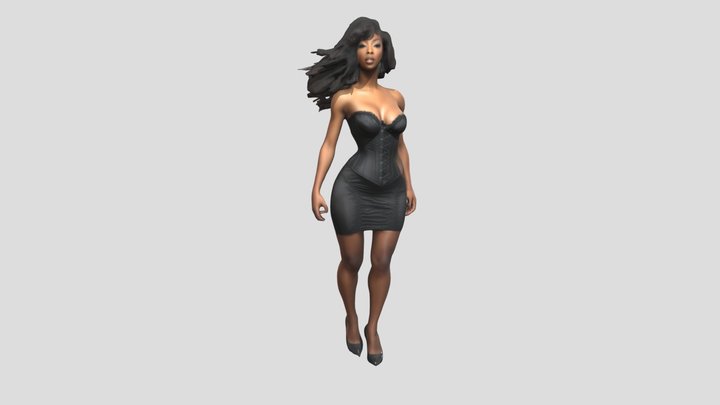A beautiful black American lady2 3D Model
