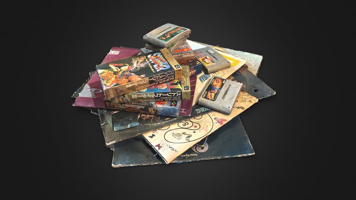 Pile of Capcom Games and Vinyl Records 3D Model
