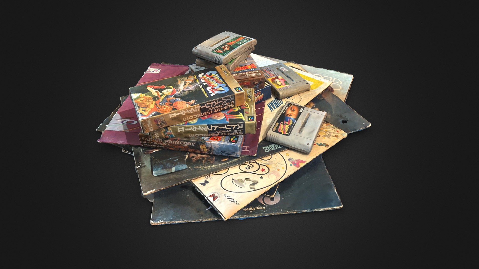 Pile of Capcom Games and Vinyl Records - Buy Royalty Free 3D model by ...