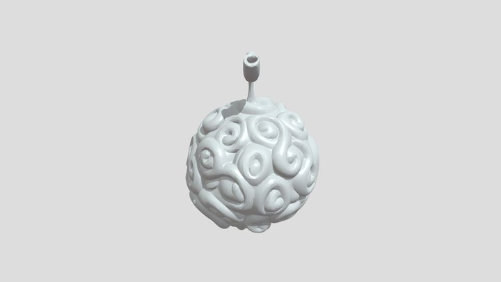 Decorative spherical sculpture with curled stem