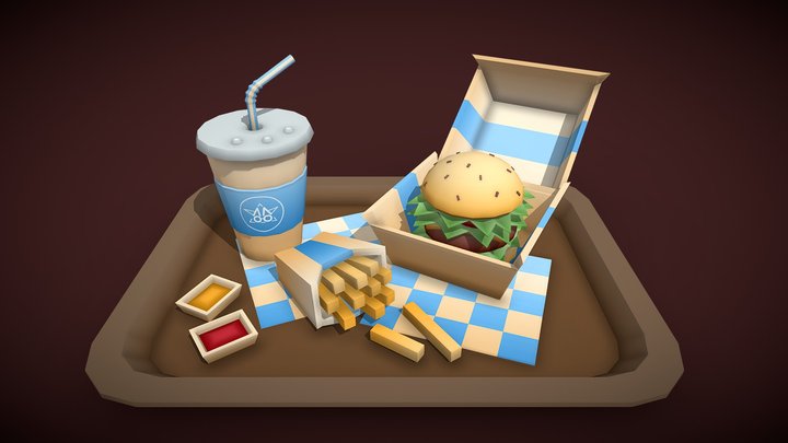 Fast Food Tray Prop 3D Model