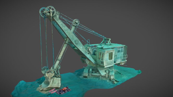 Mining excavator wreck -bottom of Koparki quarry 3D Model
