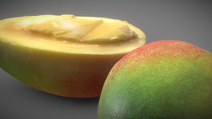 Mango & Cut Half Mango Fruit – Kostenloses 3D-Modell STL