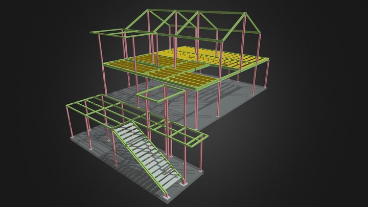 Steel structural frame 3D Model