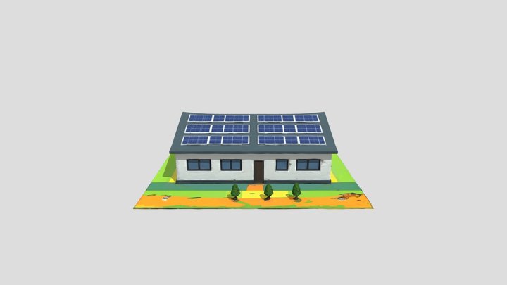 Solar-Powered Home Illustration 3D Model