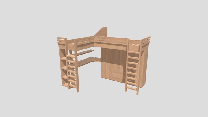 bank bed blueprint5 3D Model